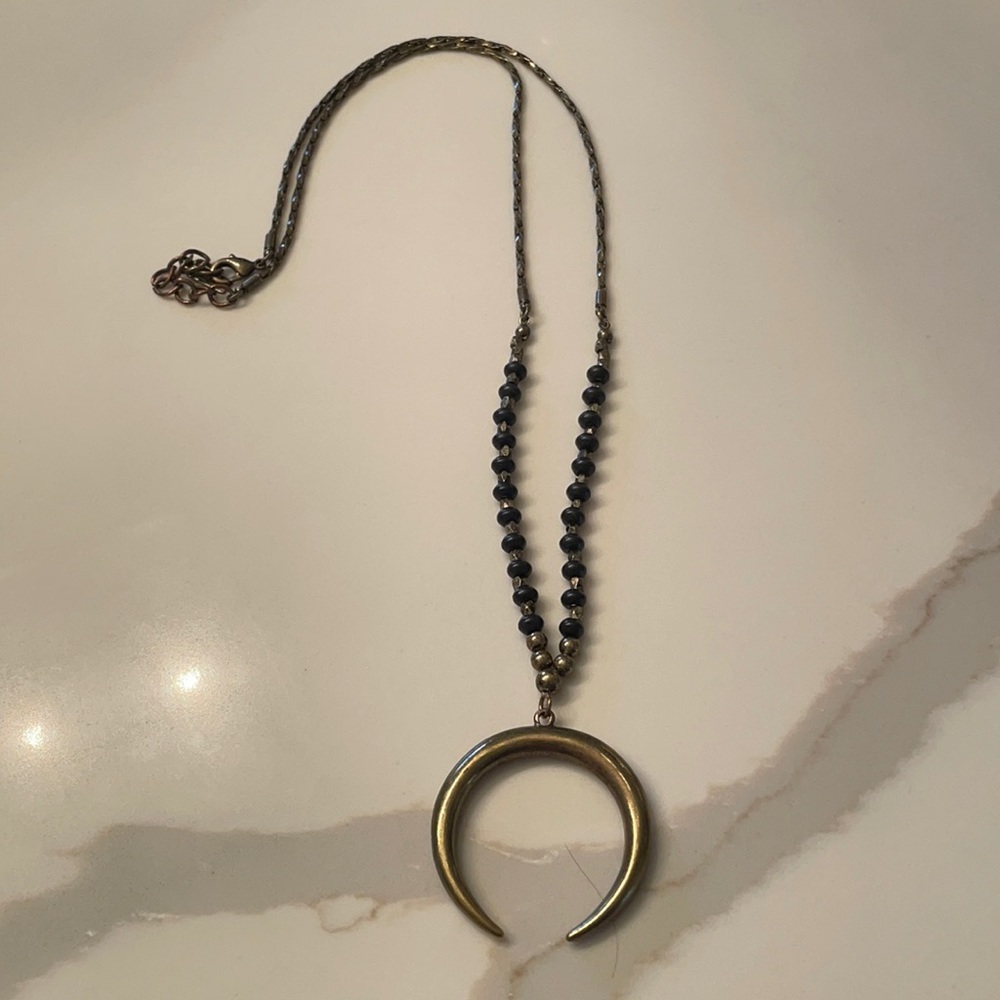 Baublebar Black and Brass Horn long necklace